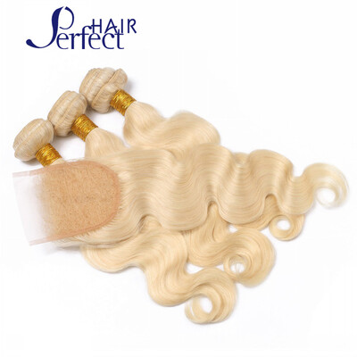

Brazilian Virgin Hair With Closure #613 Blonde Virgin Hair Human Hair Weave With Closure 3 Bundles With Lace Closure hot seeling