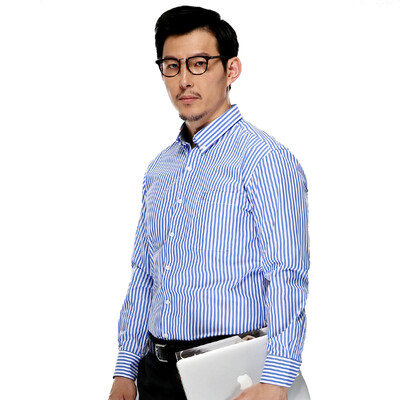 

Dave холст рубашка мужской DH0912JS02 простой бизнес полосатый с длинными рукавами синий 39 метров