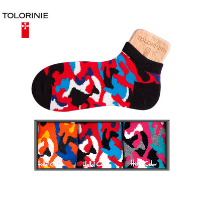 

TOLORINIE casual men socks combing cotton soft camouflage masculine socks spring&summer thin section short socks 3 double K7126M0011