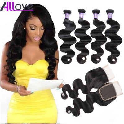 

7A Brazilian Body Wave With Closure 3PCS Brazilian Hair Weave Bundles With 1PC Lace Closure Brazilian Virgin Hair With Closure