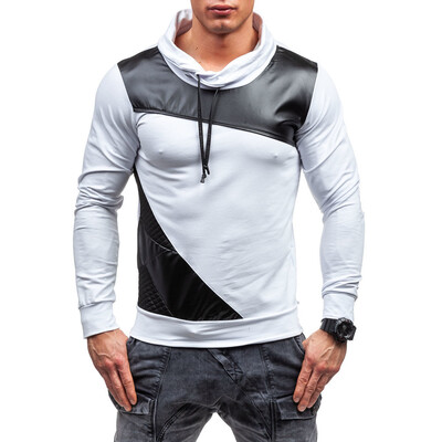 

geek new mens polo shirt grid color matching long sleeve slim