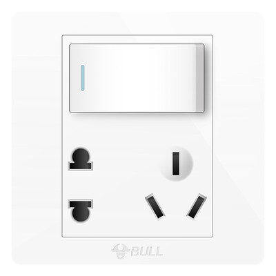 

Bull (BULL) switch socket G07 series open double control five holes with switch socket single open 86 type panel G07E334 white