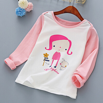 

O Mai Beibei children&39s clothing girls long-sleeved T-shirt in the big children&39s shirt fashion girls children&39s bottoming shirt M0033 pink 140 yards