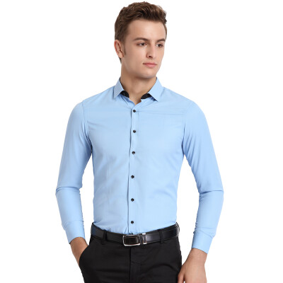 

Acacia bird xiangsiniao shirt mens square collar twill Slim business casual solid color long-sleeved shirt business wear DMF1C001S