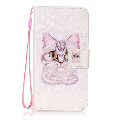 

Короткие волосы Cat Дизайн PU кожа флип Обложка Кошелек Карты Держатель чехол для Huawei Y3 II