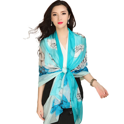 

Shanghai Stories STORY Of SHANGHAI Silk Scarves Women&39s Silk Silk Scarves Winter Scarves Shawls Water Blue Gradients