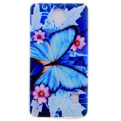 

Blue butterfly Pattern Soft Thin TPU Rubber Silicone Gel Case Cover for Huawei Y635