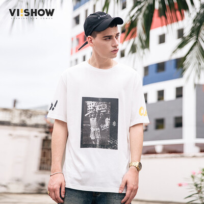 

Village Roadshow viishow круглых пуловеры шеи с коротким рукавом футболка печати мужских мужчины, как с короткими рукавами белого T D12491721 белого L