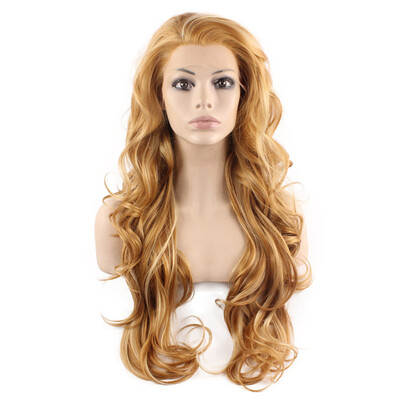 

Iwona Synthetic Hair Lace Front Long Wavy Highlight Blonde Wig