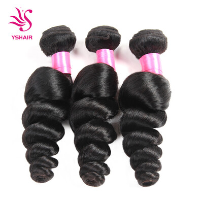 

YS HAIR Peruvian 7A Unprocessed Loose Wave Remy Virgin Human Hair Weave Pack of 3 Hair Extensions Natural Color