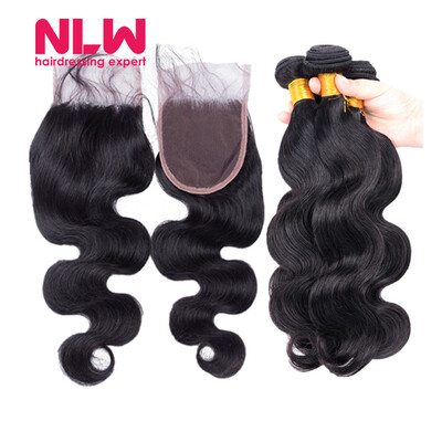 

Brazilian Virgin Hair With Closure 8A Grade 3 Bundles With Closure Human Hair Weave Brazilian Body Wave With Lace Closure
