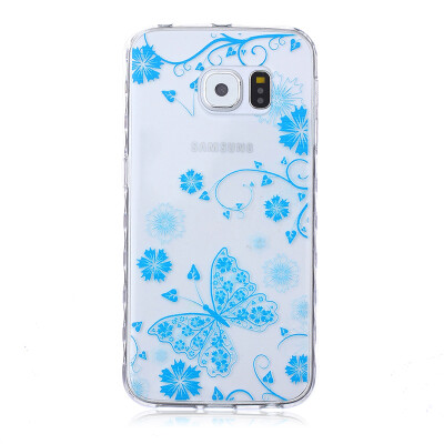 

Blue butterfly Pattern Soft Thin TPU Rubber Silicone Gel Case Cover for SAMSUNG GALAXY S6 Edge