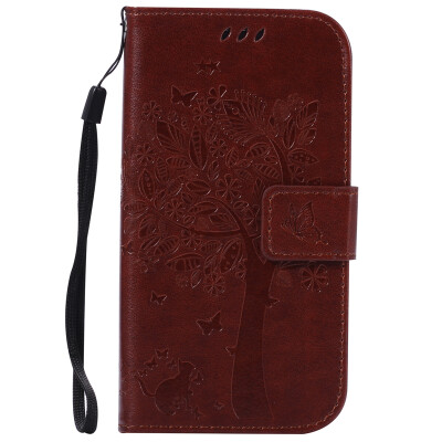 

Brown Tree Design PU Leather Flip Cover Wallet Card Holder Case for SAMSUNG S4