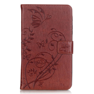 

Brown Flower Design PU Leather Flip Cover Wallet Card Holder Case for SAMSUNG T280