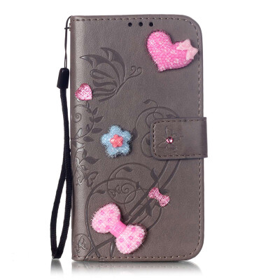 

Gray Flower Design PU Leather Flip Cover Wallet Card Holder Case for HUAWEI Y6