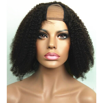 

N..W. Brazilian virgin human hair Afro curl Upart wigs with baby hair for black women