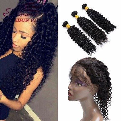 

Black Friday Deals Brazilian Curly Virgin Hair With Closure 360 Frontal With Bundles Pre Plucked Deep Curly Brazilian Hair