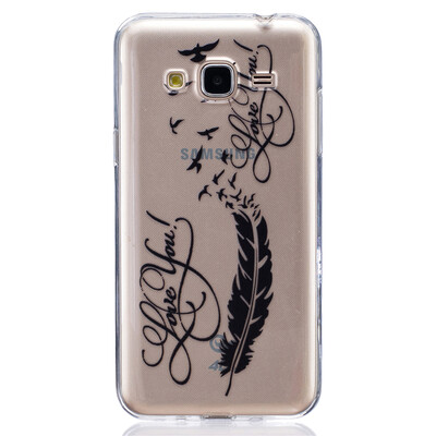 

LOVE Feathers Pattern Soft Thin TPU Rubber Silicone Gel Case Cover for SAMSUNG GALAXY J3 J310
