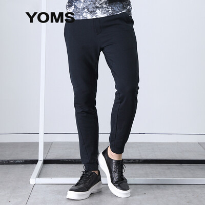 

YOMS) casual pants men's thin section Slim collar feet long pants 61202839 black