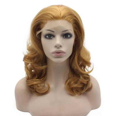 

16inch Shoulder Length Wavy Blonde Synthetic Lace Front Natural Wig