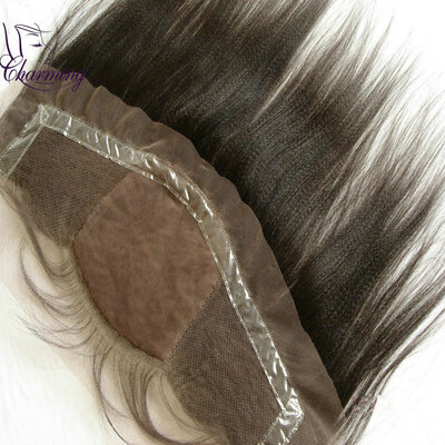 

Fashion Ear to Ear Peruvian PU Around Yaki Straight Virgin Silk Lace Frontal Closure With Baby Hair Human Hair Silk Top Frontal