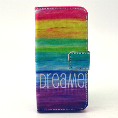 

Rainbow Design PU Leather Flip Cover Wallet Card Holder Case for IPHONE 5