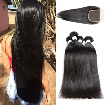 

Straight Mongolian Hair With Closure Unprocessed Straight Human Hair With Closure Straight Hair With Closure
