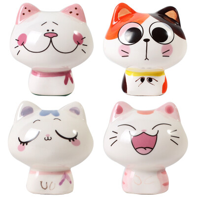 

[Jingdong supermarket] Ru Tao gift cute ceramic expression cat small ornaments to sell Meng cat A four loaded