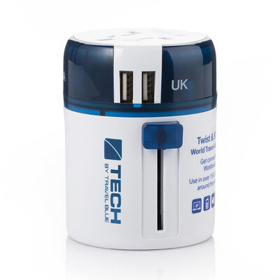 

Синий поездка TRAVEL СИНИЙ 270 Global Travel Plug адаптер Dual USB зарядное устройство путешествия за границу преобразователь питания
