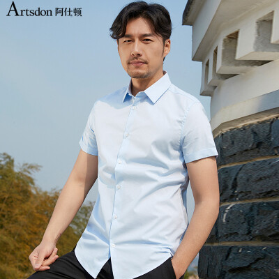 

Aston Summer Short Sleeve Business Casual Slim Fashion City Men's Short Sleeve Shirt Sky Blue 175 /  A15217522