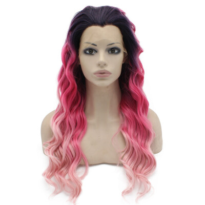 

Long Wavy Lace Front Two Tone Pink Cosplay Party Wig