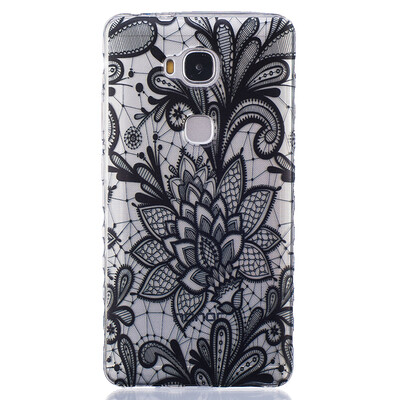 

Black Rose Pattern Soft Thin TPU Rubber Silicone Gel Case Cover for HUAWEI Honor 5X