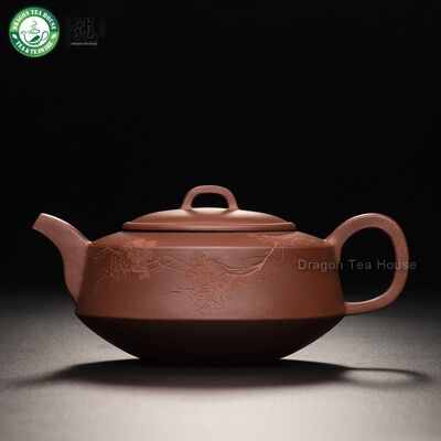 

Виноград ручной работы Китай Исин Zisha Red Clay Плоский чайник с фильтром 270ml 9.13oz