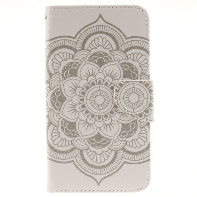 

White flowers Design PU Leather Flip Cover Wallet Card Holder Case for LG V10