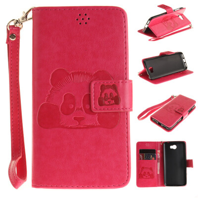 

Rose Panda Style Embossing Classic Flip Cover with Stand Function and Credit Card Slot for HUAWEI Y5 II