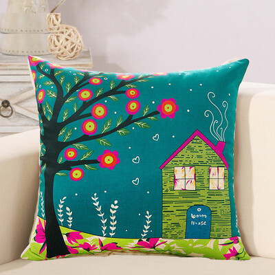 

Green Reed Linen Cushion Pillow Office Car Lumbar Pillow with Core 45x45cm Warm Cottage