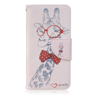 

Giraffe Design PU Leather Flip Cover Wallet Card Holder Case for BQ Aquaris M5