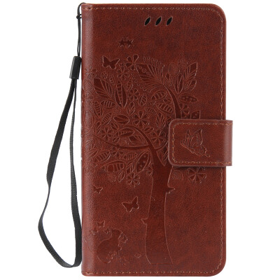 

Brown Tree Design PU Leather Flip Cover Wallet Card Holder Case for Zenfone Go ZB452KG