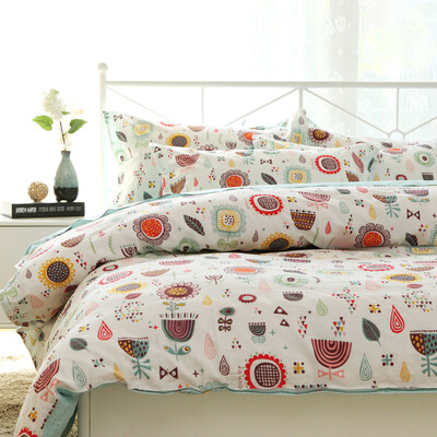 

Red Rui bedding home textiles cotton worsted printing four sets of bed sheets quilt 15 meters bed fun
