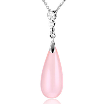 

Yulan JOLEE Silver Necklace Natural Topaz Pendant Simple Stylish Colored Stone Locked Necklace Send Girlfriend Honored Wife Gift Blue