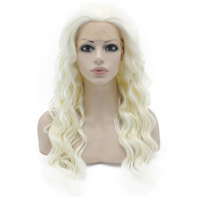 

Long Wavy Silver White Blonde Synthetic Hair Lace Front Wig