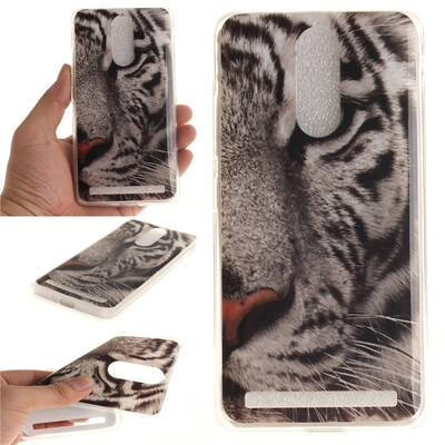 

White Tiger Pattern Soft Thin TPU Rubber Silicone Gel Case Cover for Lenovo K5 Note