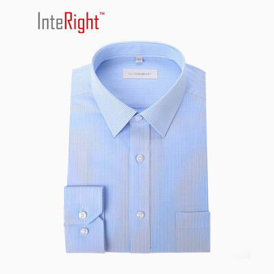 

INTERAY machine washing free iron business men long sleeve shirt blue and white stripes 38 yards