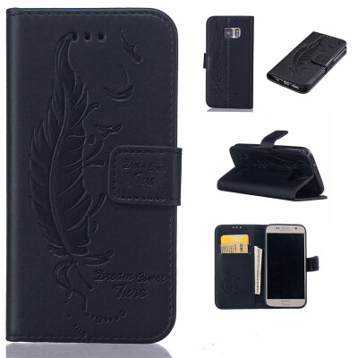 

Black Plumes and birds Embossed PU Leather Wallet Case Classic Flip Cover with Stand Function and Credit Card Slot for SAMSUNG Gal