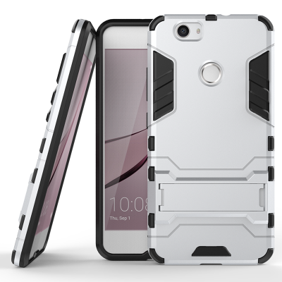 

Silver Slim Robot Armor Kickstand Shockproof Hard Rugged Rubber Back Case For HUAWEI Nova plus