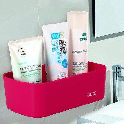 

【Jingdong Supermarket】 Billion high EKOA bathroom racks bathroom toilet paper box free hole wall-mounted storage box sucker multi-function kitchen store box rose red