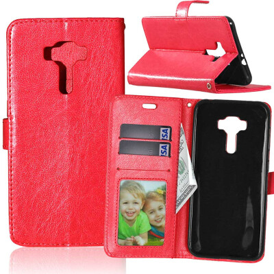 

Red Style Classic Flip Cover with Stand Function and Credit Card Slot for Asus Zenfone 3 ZE552KL