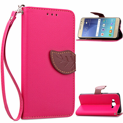 

Pink Design PU Leather Flip Cover Wallet Card Holder Case for Samsung Galaxy J2