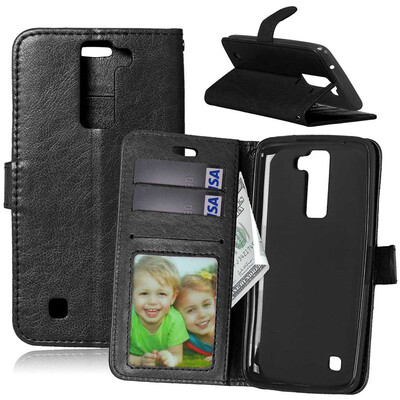 

Black Style Classic Flip Cover with Stand Function and Credit Card Slot for LG K8