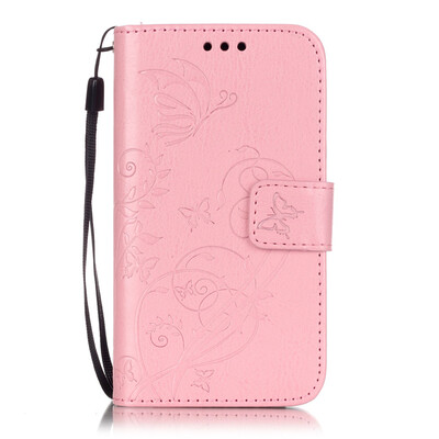 

Pink Flower Design PU Leather Flip Cover Wallet Card Holder Case for SAMSUNG ACE4 G313H